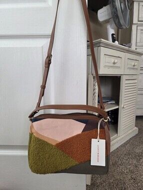 Lucky Brand Colorblock Textured Crossbody Bag - Orange & Olive